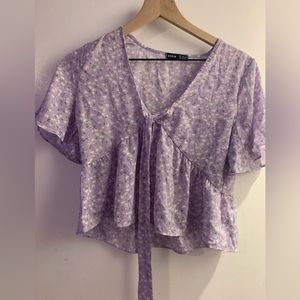 floral purple tie top